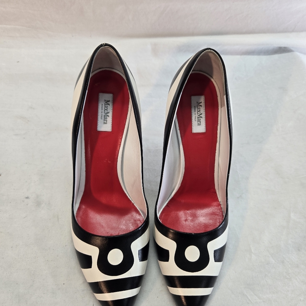 MAX MARA Women’s Size 39 Colorblock Leather Pump Heels - Picture 3 of 7